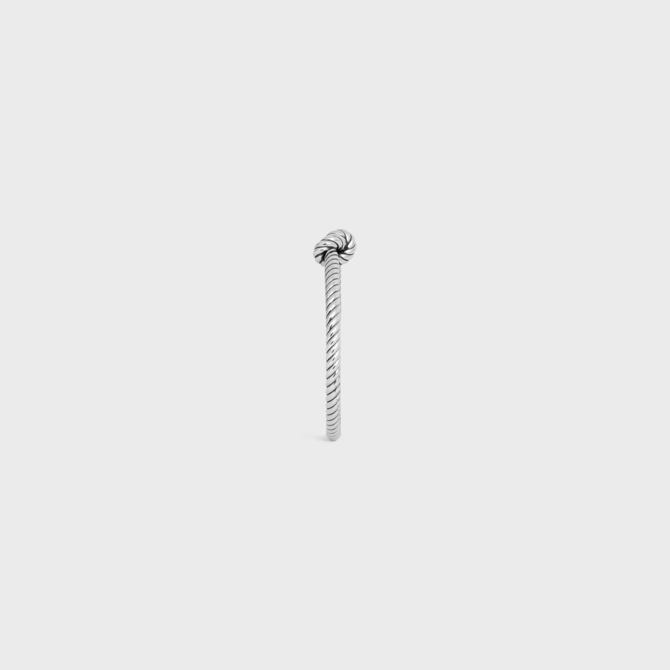 Knot Cord Patterned Cuff in Brass with Rhodium Finish - SILVER