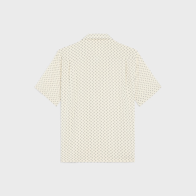 CAMISA BOWLING DE VISCOSA CON ESTAMPADO MICRO TRIOMPHE - CREMA/LILA -  - 1 | CELINE
