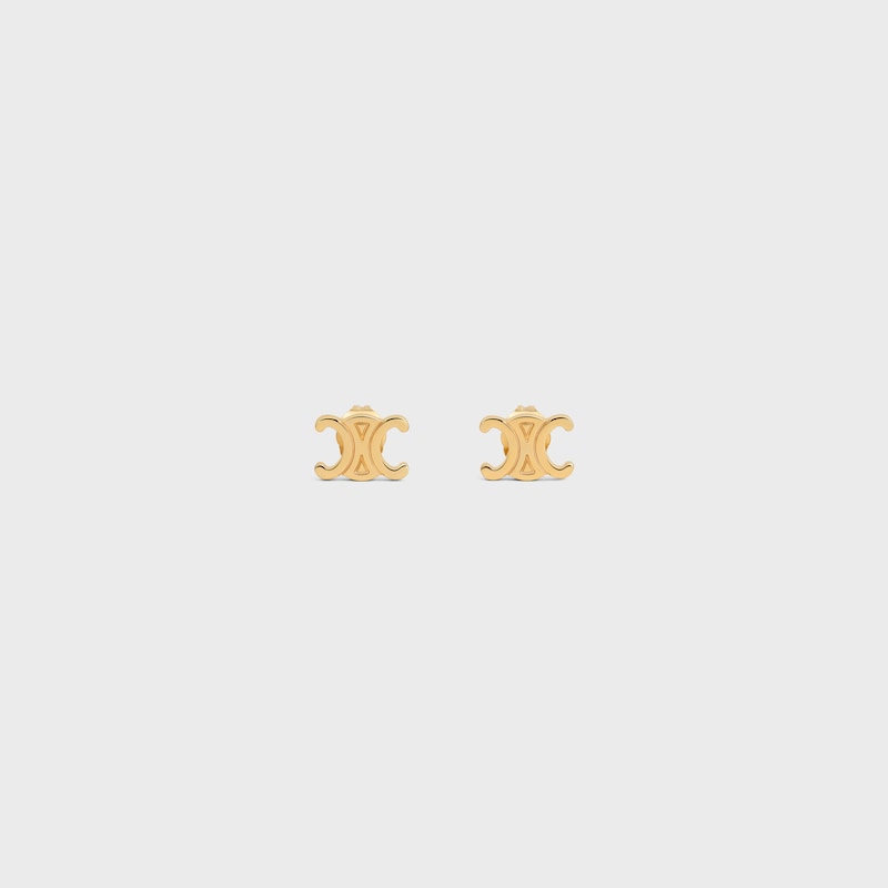 Triomphe Studs in Brass with Gold Finish - GOLD - TRIOMPHE COLLECTION - 1 | CELINE