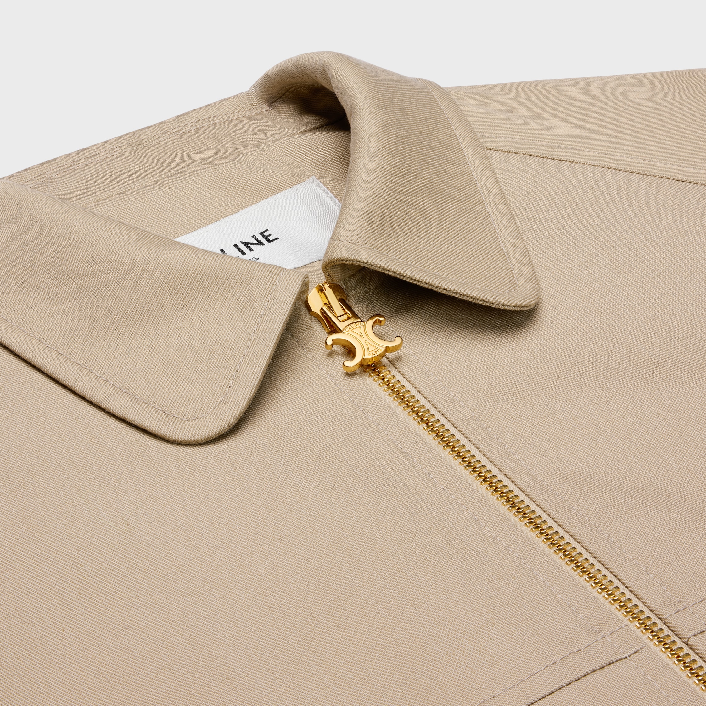 triomphe blouson jacket in cotton gabardine - BEIGE | CELINE
