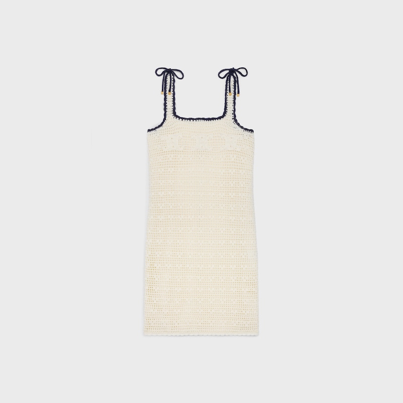 triomphe mini dress in crocheted cotton - OFF WHITE -  - 1 | CELINE