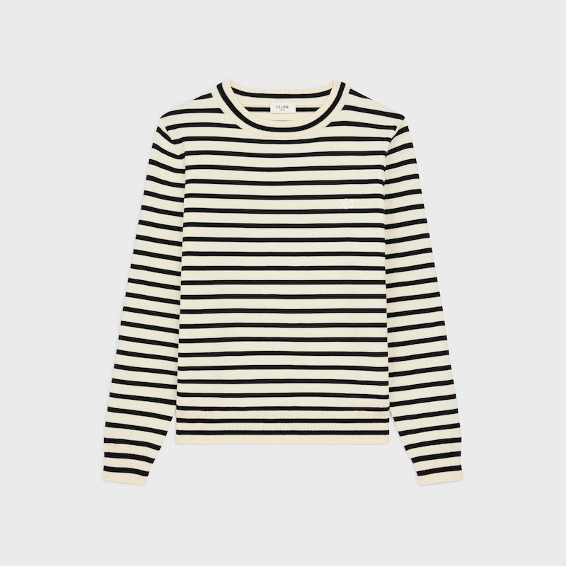 triomphe crew neck marinère sweater in wool - ECRU/BLACK -  - 1 | CELINE