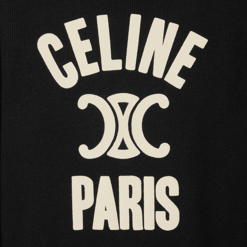 boat neck sweater in cashmere and wool - BLACK / OFF WHITE -  - 1 | CELINE