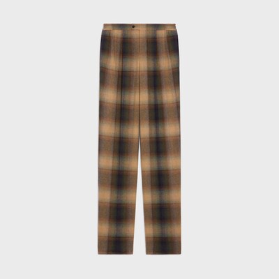 pyjama trousers  IN CHECKED WOOL - BEIGE/BROWN/AZUR -  - 4 | CELINE