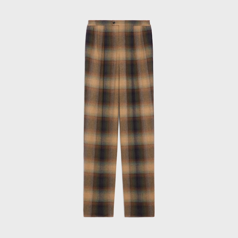 pyjama trousers  IN CHECKED WOOL - BEIGE/BROWN/AZUR -  - 1 | CELINE