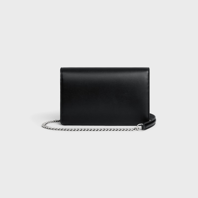 WALLET ON CHAIN MARGO in Shiny calfskin - BLACK - MORE LINES - 1 | CELINE