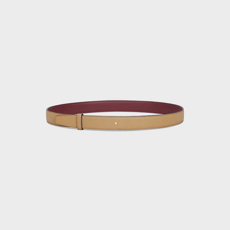 Reversible Strap 25MM IN Smooth and Grained Calfskin - SYRAH / SANDCASTLE -  - 1 | CELINE