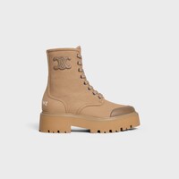 CELINE BULKY LACE-UP BOOT IN CANVAS & CALFSKIN - BEIGE -  - 1 | CELINE