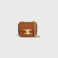 MINI CHAIN CLAUDE IN NUBUCK CALFSKIN - CAMEL - NEW - 1 | CELINE