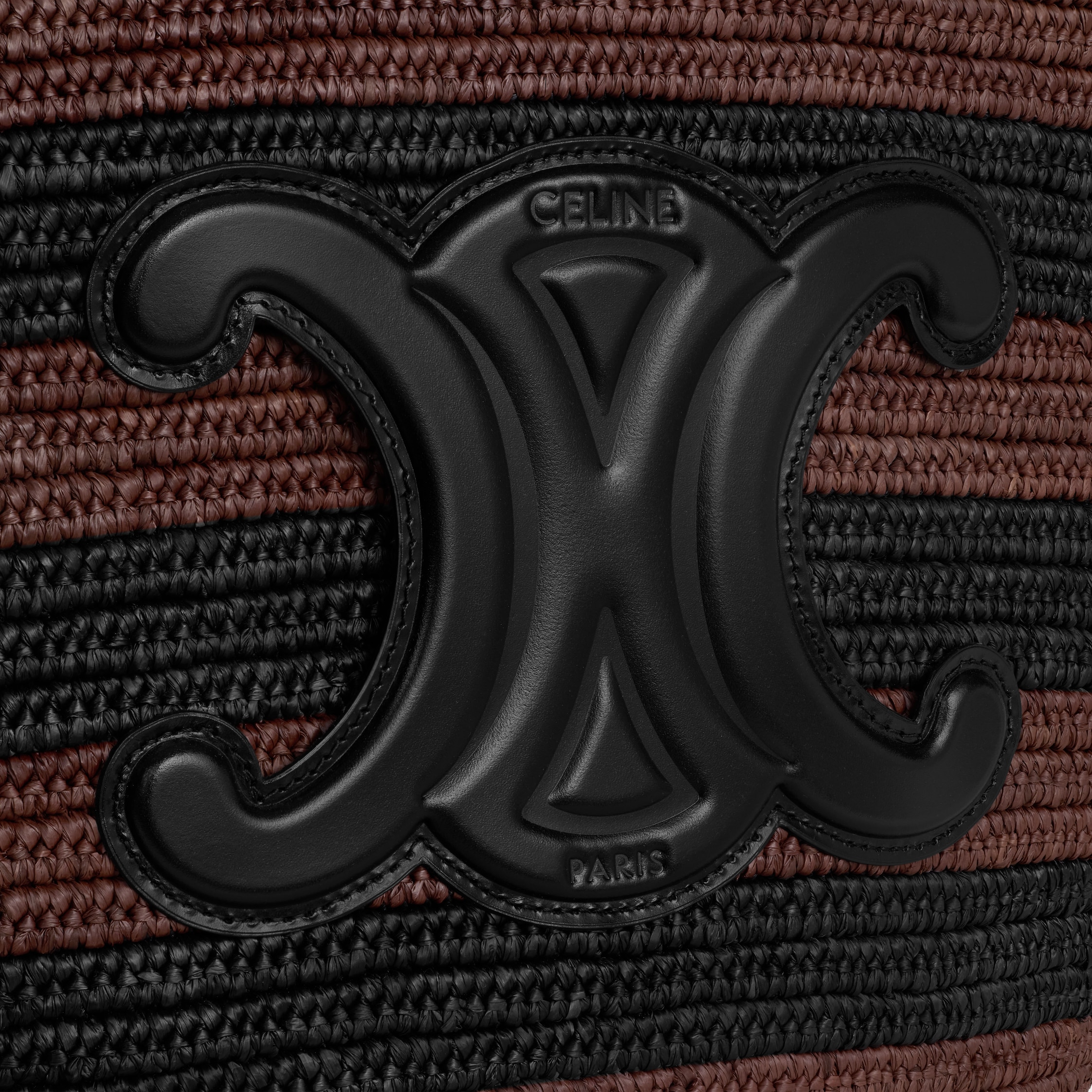 COUFFIN CELINE CLASSIC PANIER IN STRIPED RAFFIA AND CALFSKIN