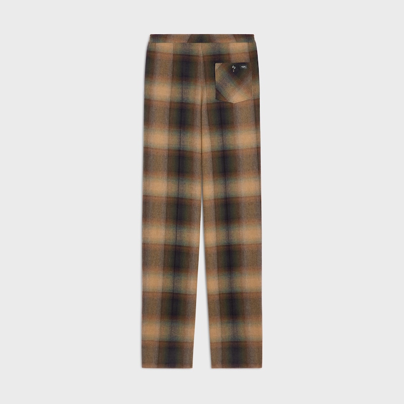 pyjama trousers  IN CHECKED WOOL - BEIGE/BROWN/AZUR -  - 1 | CELINE