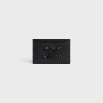 CARD HOLDER CUIR TRIOMPHE IN SHINY CALFSKIN - BLACK - MORE LINES - 3 | CELINE
