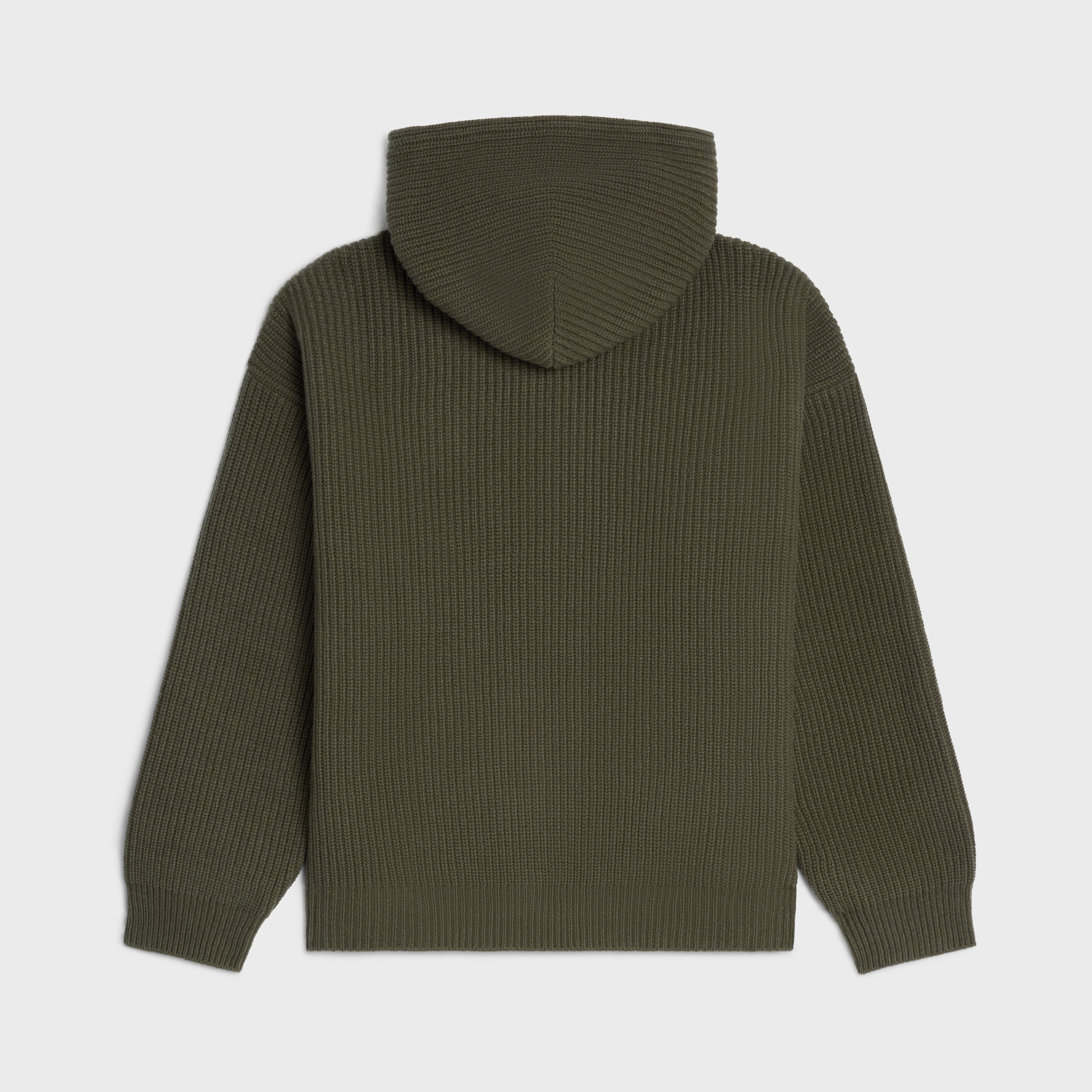 HOODED SWEATER IN RIBBED WOOL - | CELINE
