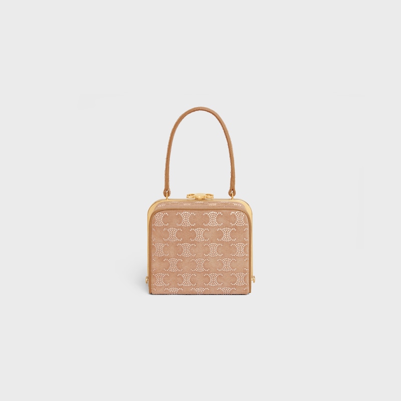CELINE LANA MINAUDIERE in SUEDE CALFSKIN WITH TRIOMPHE STRASS - Light Camel - TOP-HANDLE BAGS - 1 | CELINE