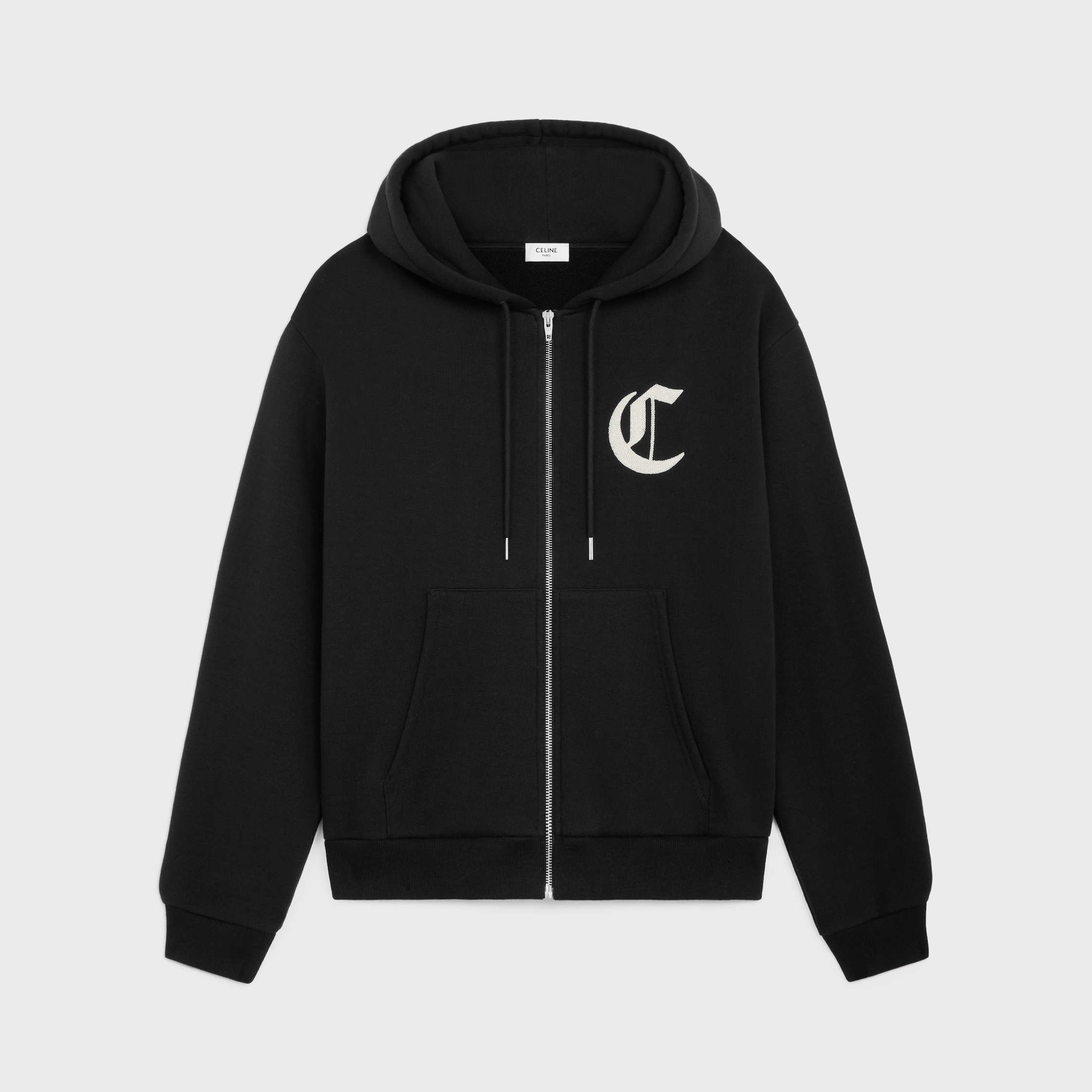 【CELINE】HOODIE CELINE LOOSE HOODIE IN COTTON FLEECE - BLACK / WHITE | CELINE