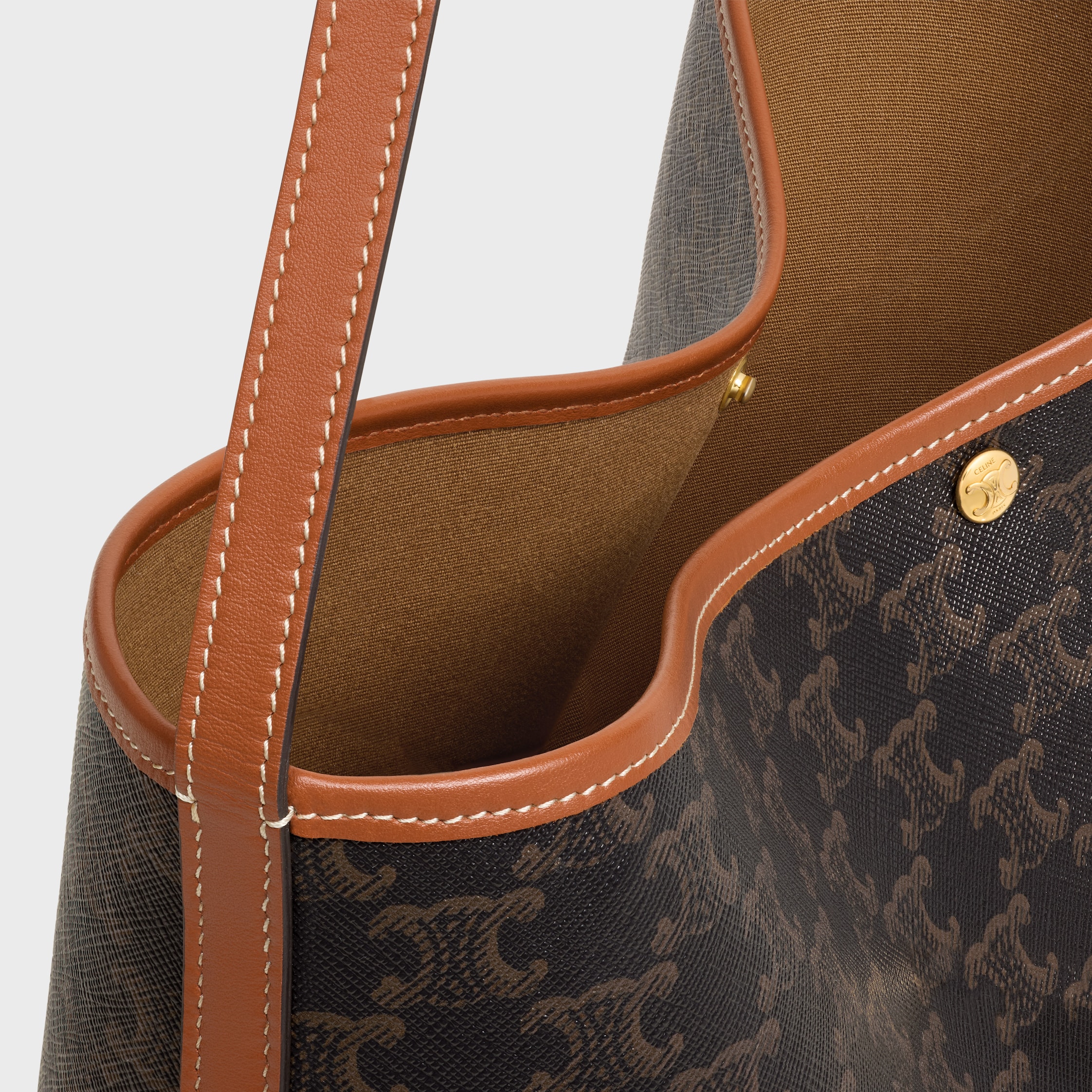 SOFT SHOPPER BAG IN Triomphe Canvas and Calfskin - TAN | CELINE