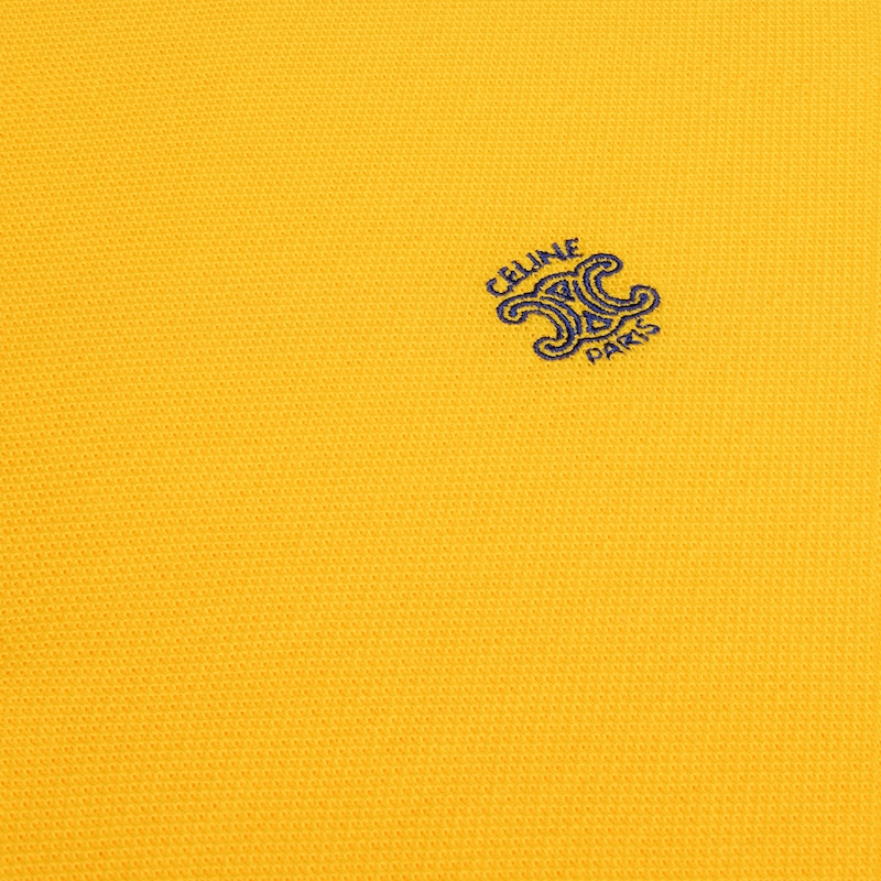 polo shirt IN PIQUE COTTON JERSEY - POST IT YELLOW / NAVY -  - 1 | CELINE