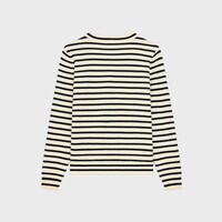 เสื้อสเวตเตอร์ทรียงฟ์ marinère คอกลมผ้าวูล - สีเอครู/สีดำ -  - 2 | CELINE