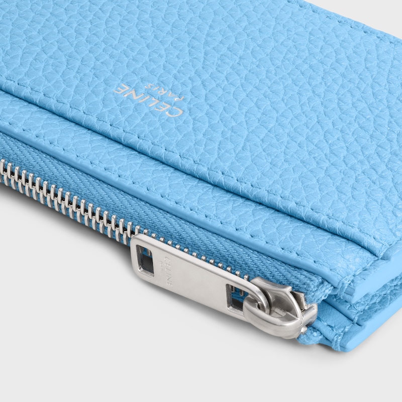 Zipped Card Holder IN GRAINED CALFSKIN - SKY BLUE - NEW - 1 | CELINE