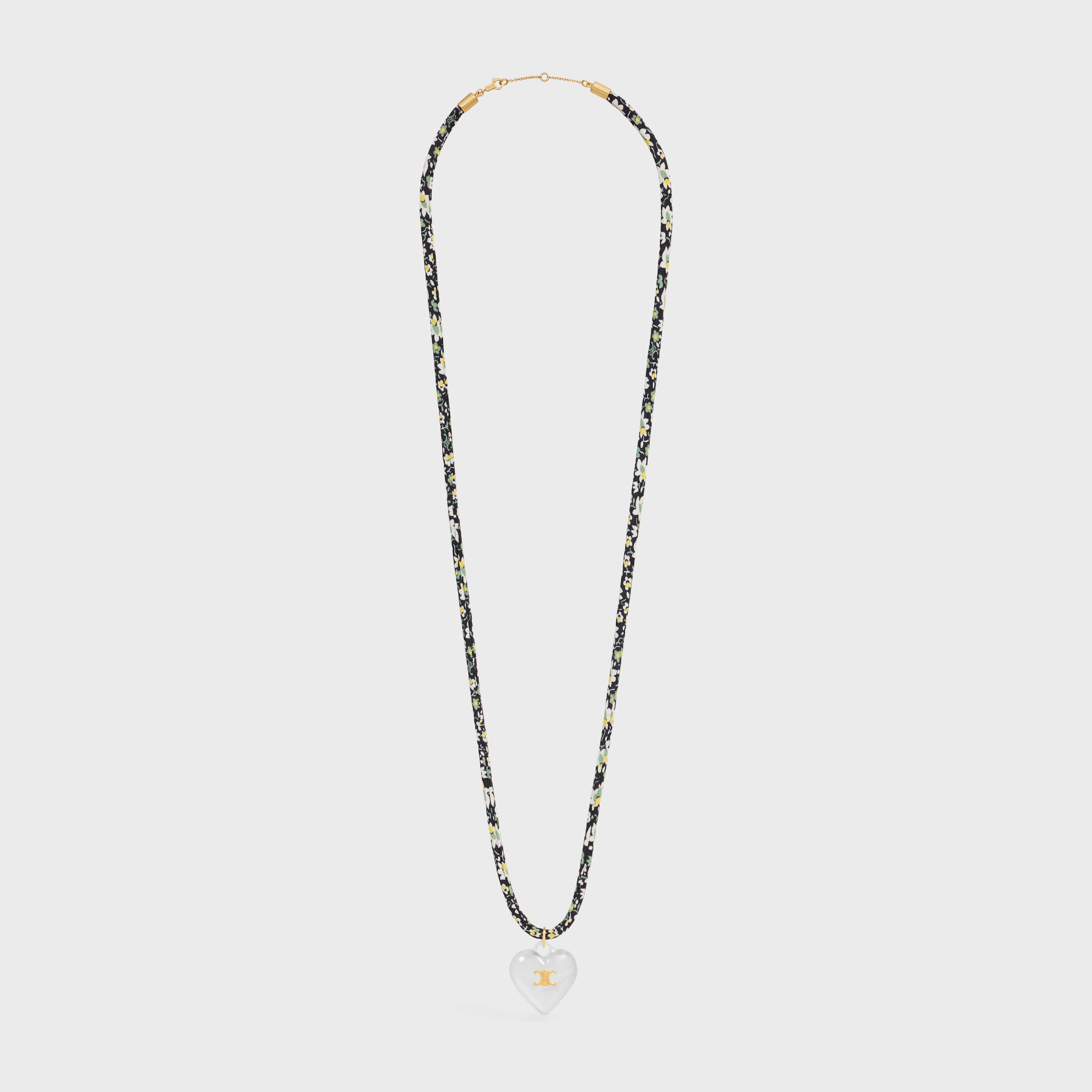Celine Cœur Triomphe Necklace in Silk, Resin and Brass with