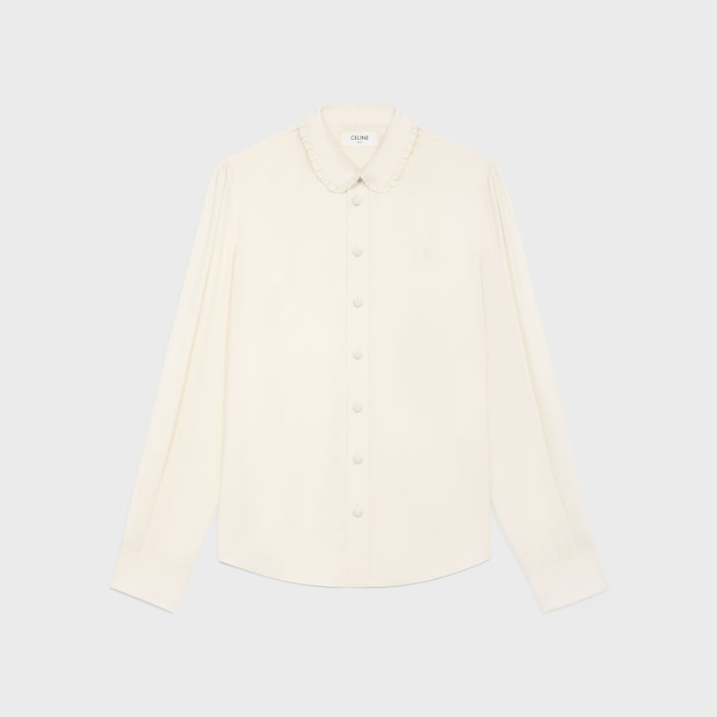 Mia桑蠶絲縐綢及醋酸酯襯衫 - 象牙色 -  - 1 | CELINE