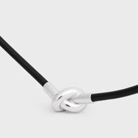 Knot Necklace in Calfskin and Brass with Rhodium Finish - BLACK / SILVER -  - 2 | CELINE