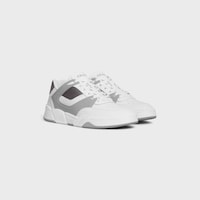 CELINE TRAINER CT-09 LOW LACE-UP SNEAKER in CALFSKIN AND MESH - Optic White/Grey -  - 2 | CELINE