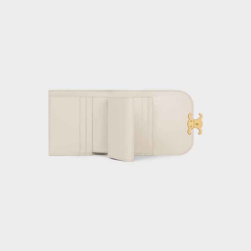 Small Flap Wallet TRIOMPHE in Shiny calfskin - PALE BEIGE - WALLETS - 1 | CELINE