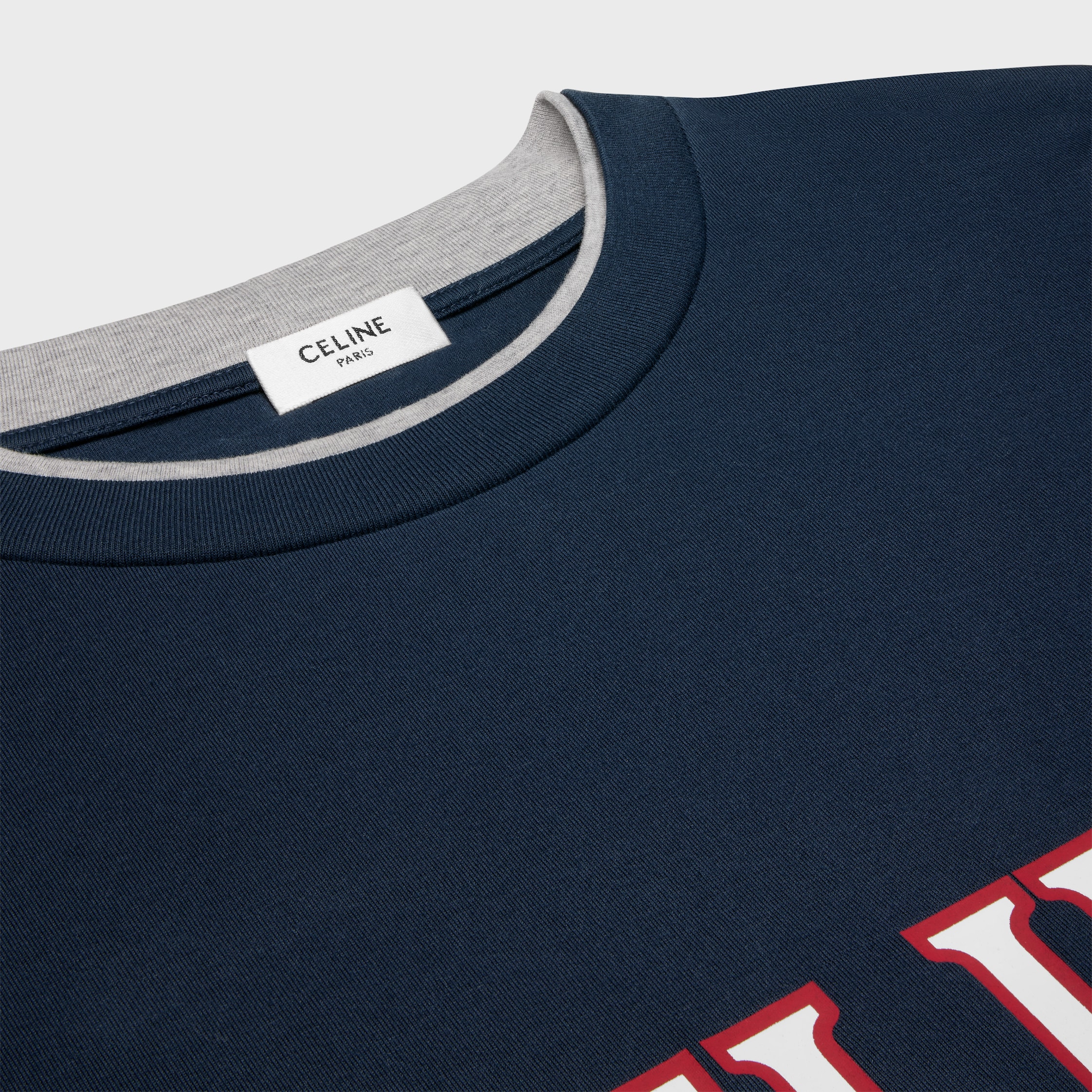 celine loose t-shirt in cotton jersey - NAVY/GREY/RUST | CELINE