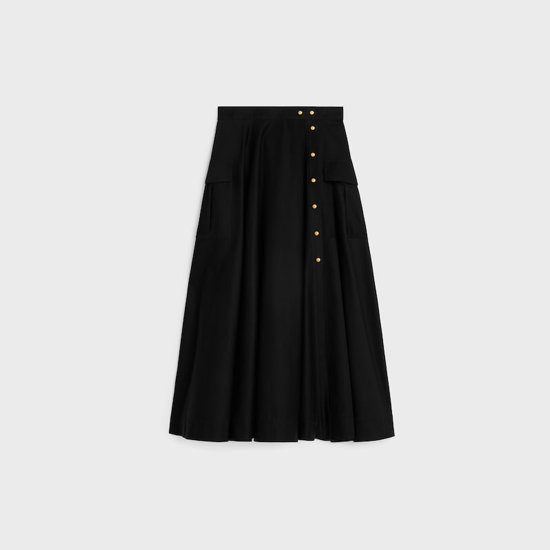 skirt IN cotton twill - BLACK -  - 1 | CELINE