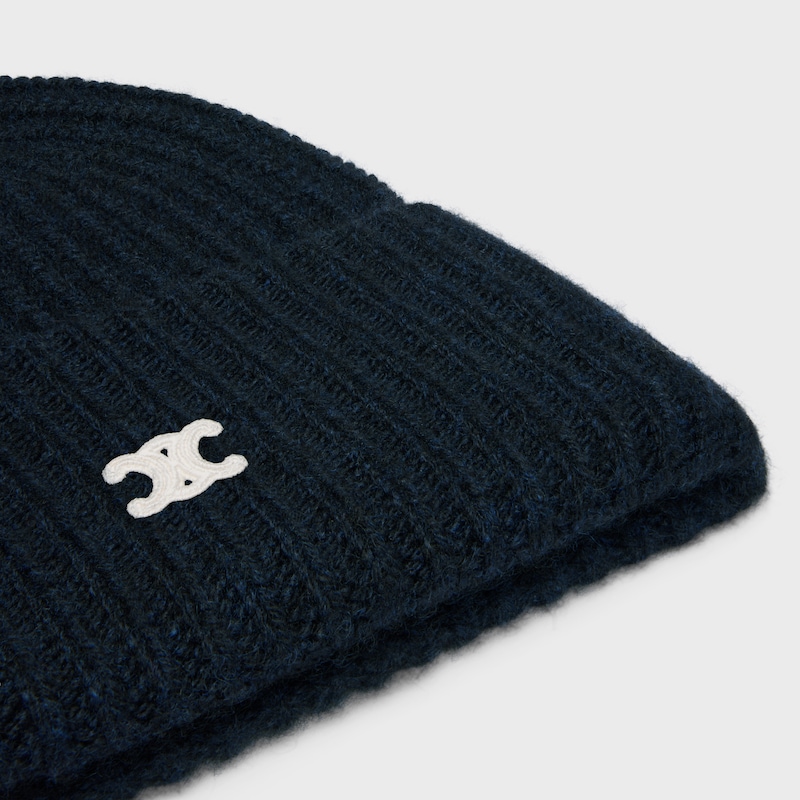 triomphe beanie IN SEAMLESS CASHMERE - NAVY -  - 1 | CELINE