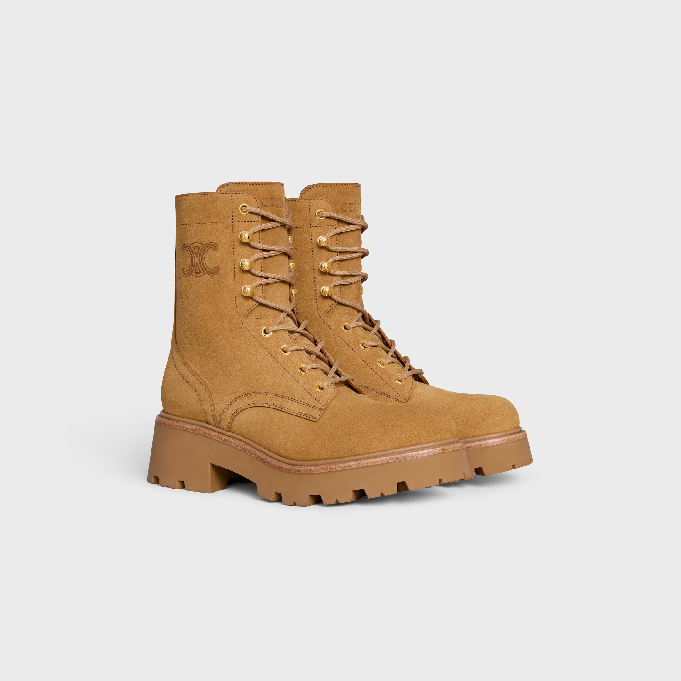 CELINE TRIOMPHE RANGERS MID LACE-UP BOOT IN SUEDE CALFSKIN