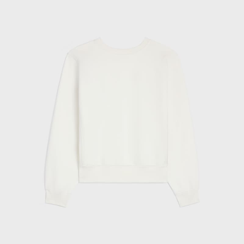 oversized sweatshirt IN cotton fleece - WASHED WHITE/NAVY -  - 1 | CELINE
