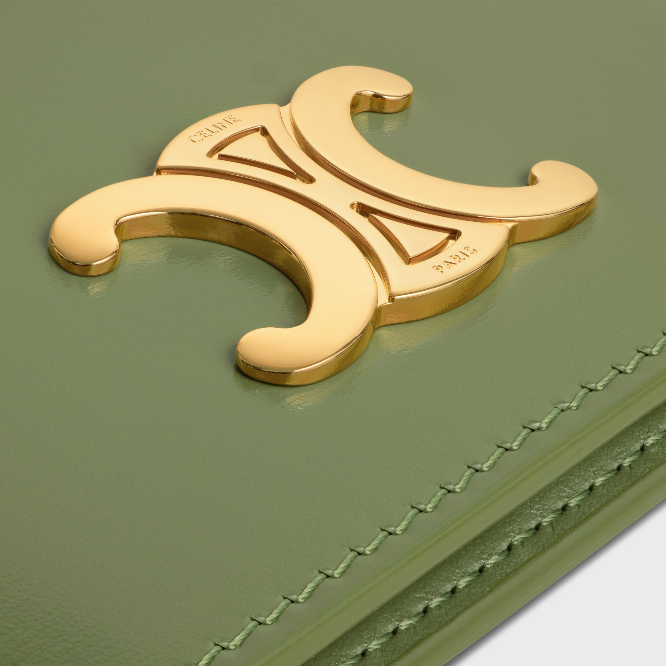 BI-FOLD CARD HOLDER TRIOMPHE IN SHINY CALFSKIN - LIGHT KHAKI | CELINE