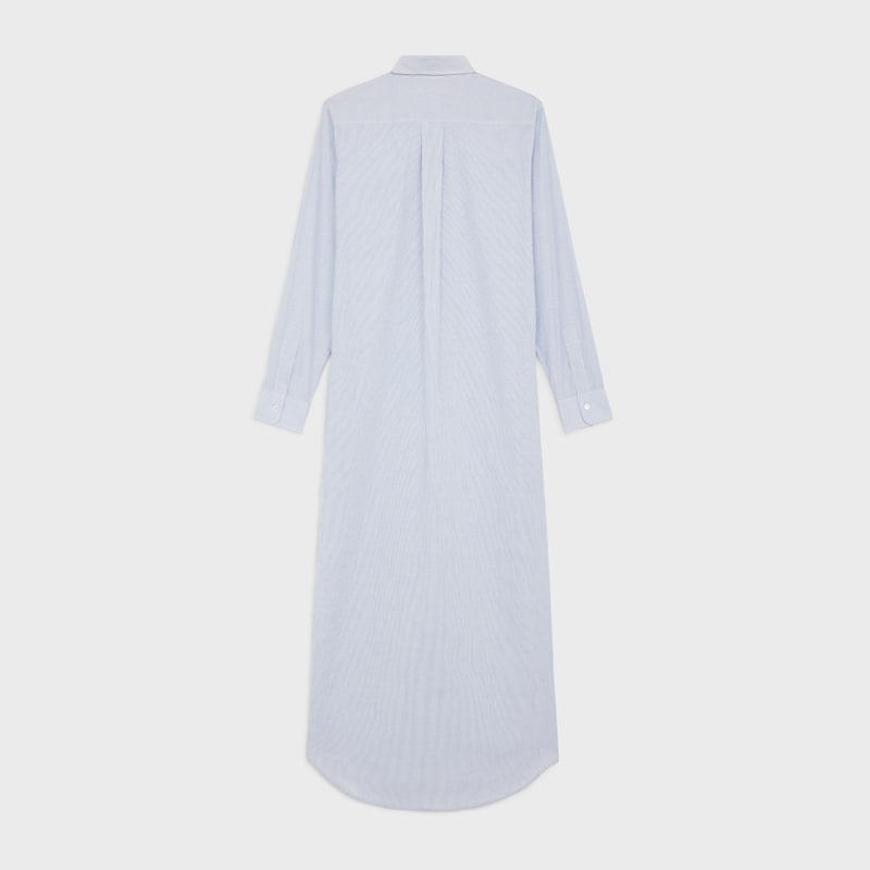 long shirt dress in striped cotton - CRAIE/BLEU -  - 1 | CELINE