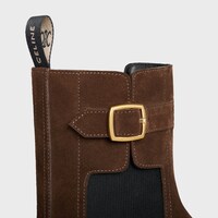 CELINE TRIOMPHE RANGERS CHELSEA BOOT in Suede Calfskin - DARK BROWN -  - 1 | CELINE