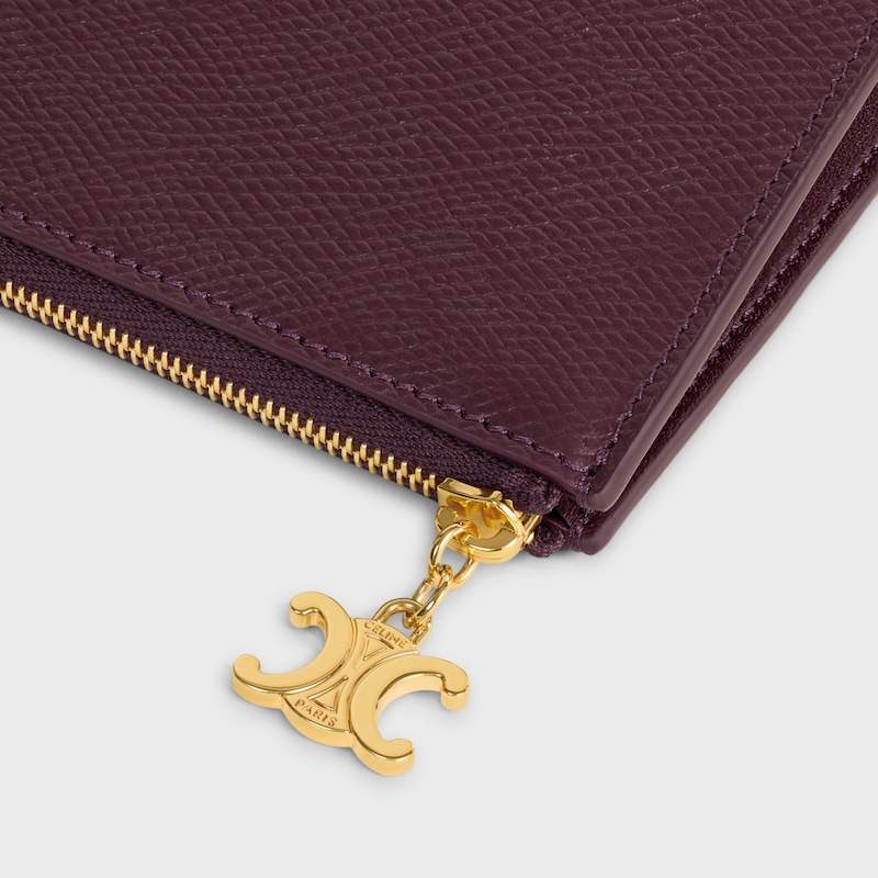 SET DE TRES BOLSILLOS DE PIEL DE BECERRO TRIOMPHE CON TEXTURA GRANULADA - NEGRO / BURDEOS INTENSO - POCHETTES Y ACCESORIOS PARA TECNOLOGÍA - 1 | CELINE