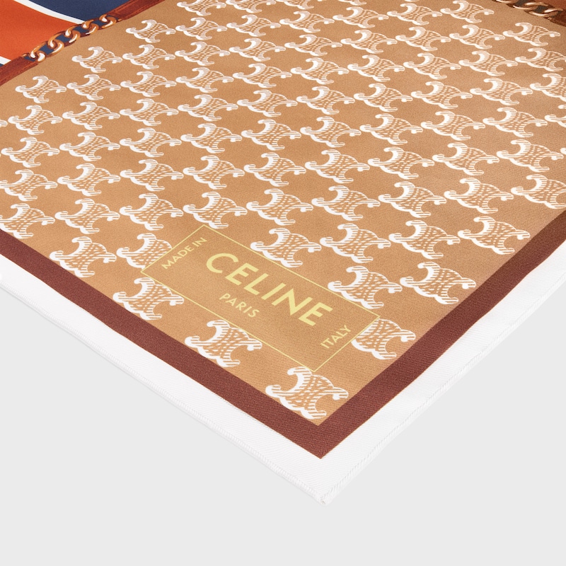 square IN silk twill - COGNAC/NAVY/WHITE -  - 1 | CELINE