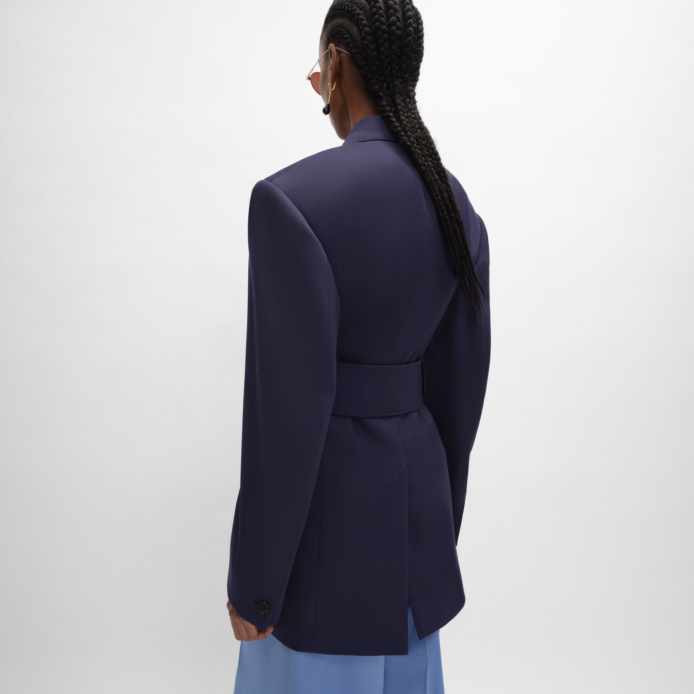 colonne jacket IN GRAIN DE POUDRE WOOL - NAVY | CELINE
