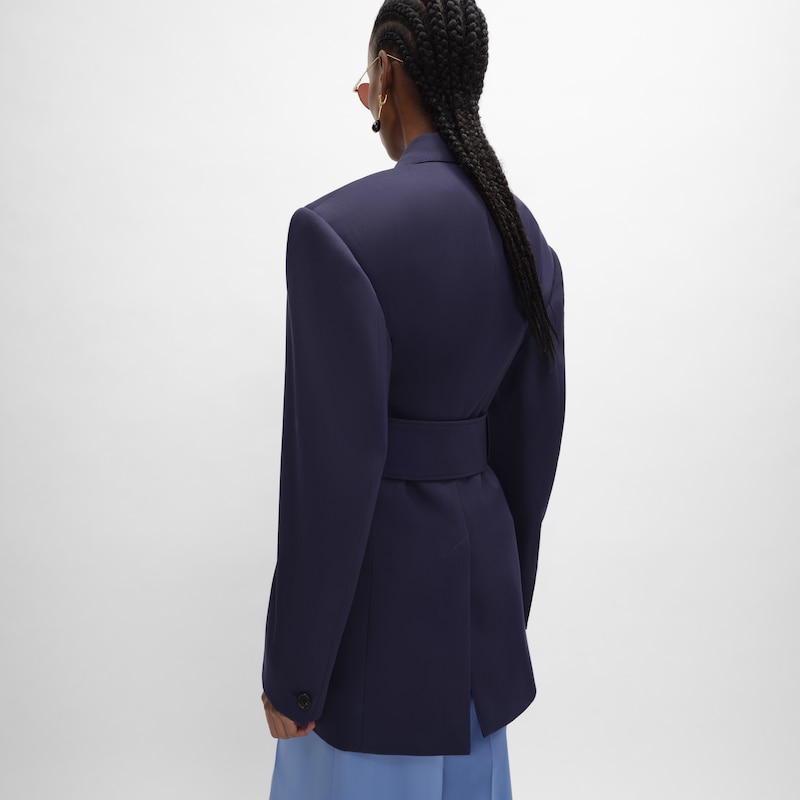colonne jacket IN GRAIN DE POUDRE WOOL - NAVY -  - 1 | CELINE