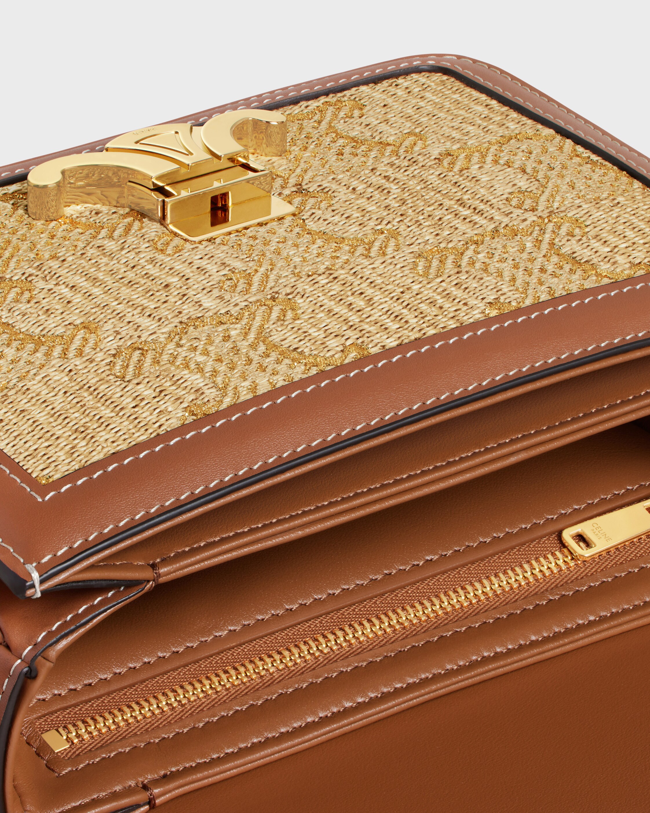 TEEN TRIOMPHE BAG in raffia effect textil with triomphe jacquard