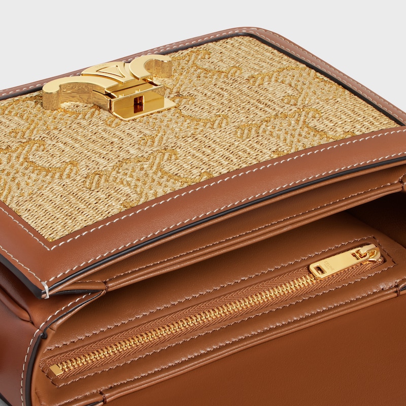 TEEN TRIOMPHE BAG in raffia effect textil with triomphe jacquard - NATURAL / GOLD - TRIOMPHE - 1 | CELINE