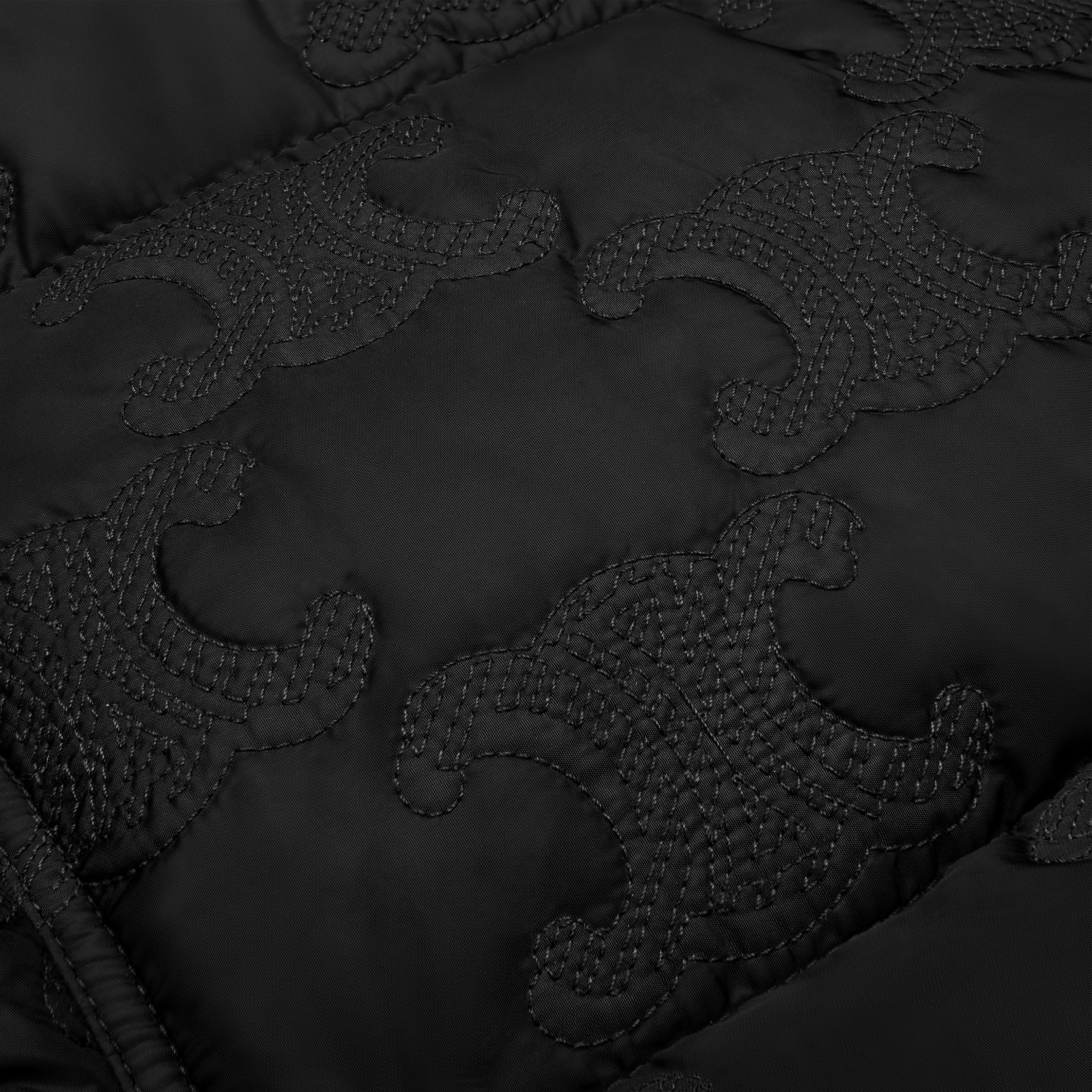 LONG TRIOMPHE DOWN JACKET IN LIGHTWEIGHT NYLON - BLACK | CELINE