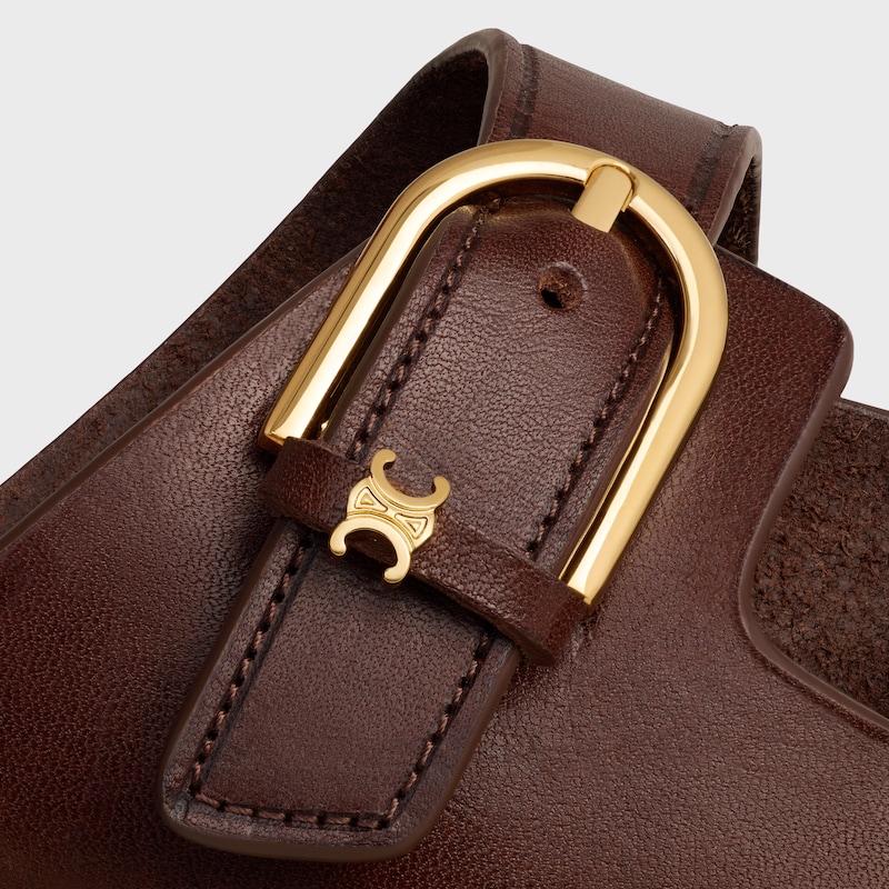 CLEO - DOUBLE STRAP SANDAL IN Calfskin - Vegetal Tanning - DARK BROWN -  - 1 | CELINE