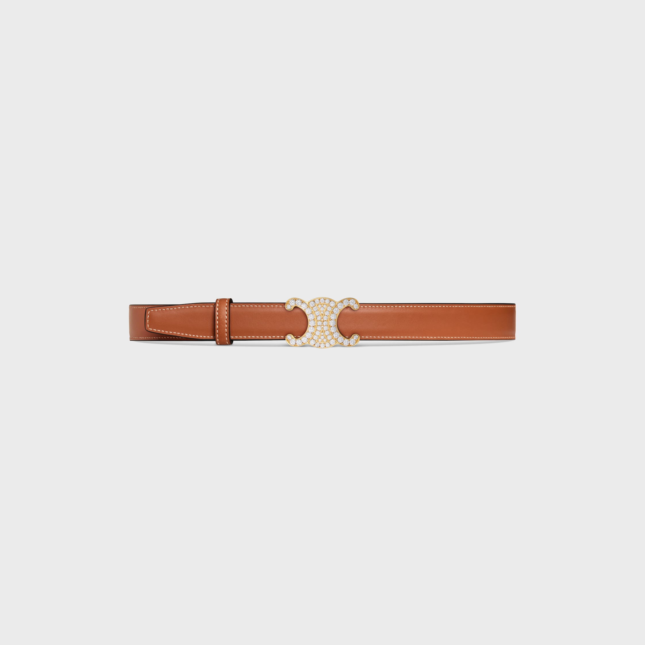 TRIOMPHE BUCKLE & REVERSIBLE STRAP 25MM - BLACK / TAN | CELINE