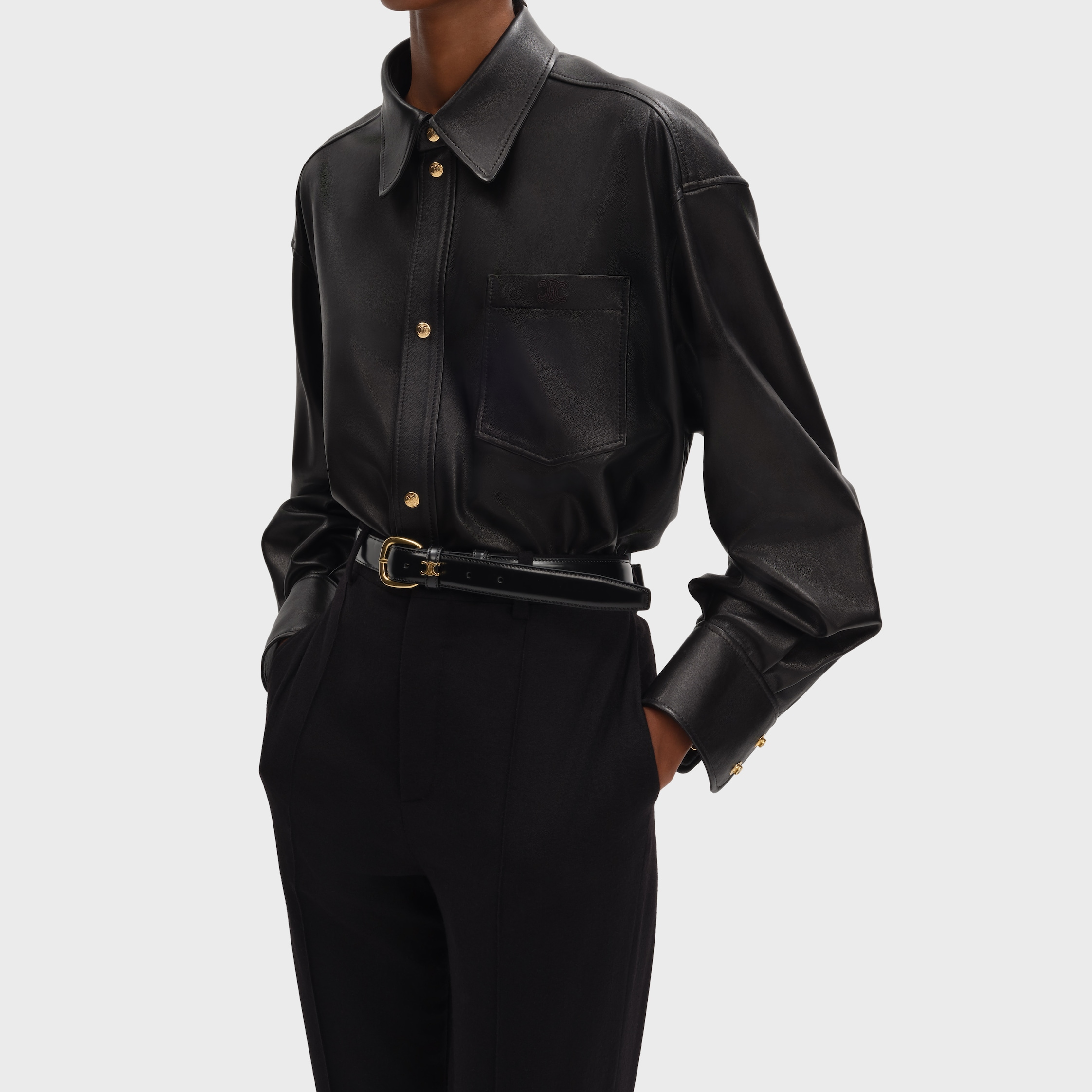 Shirt IN soft lambskin - BLACK | CELINE