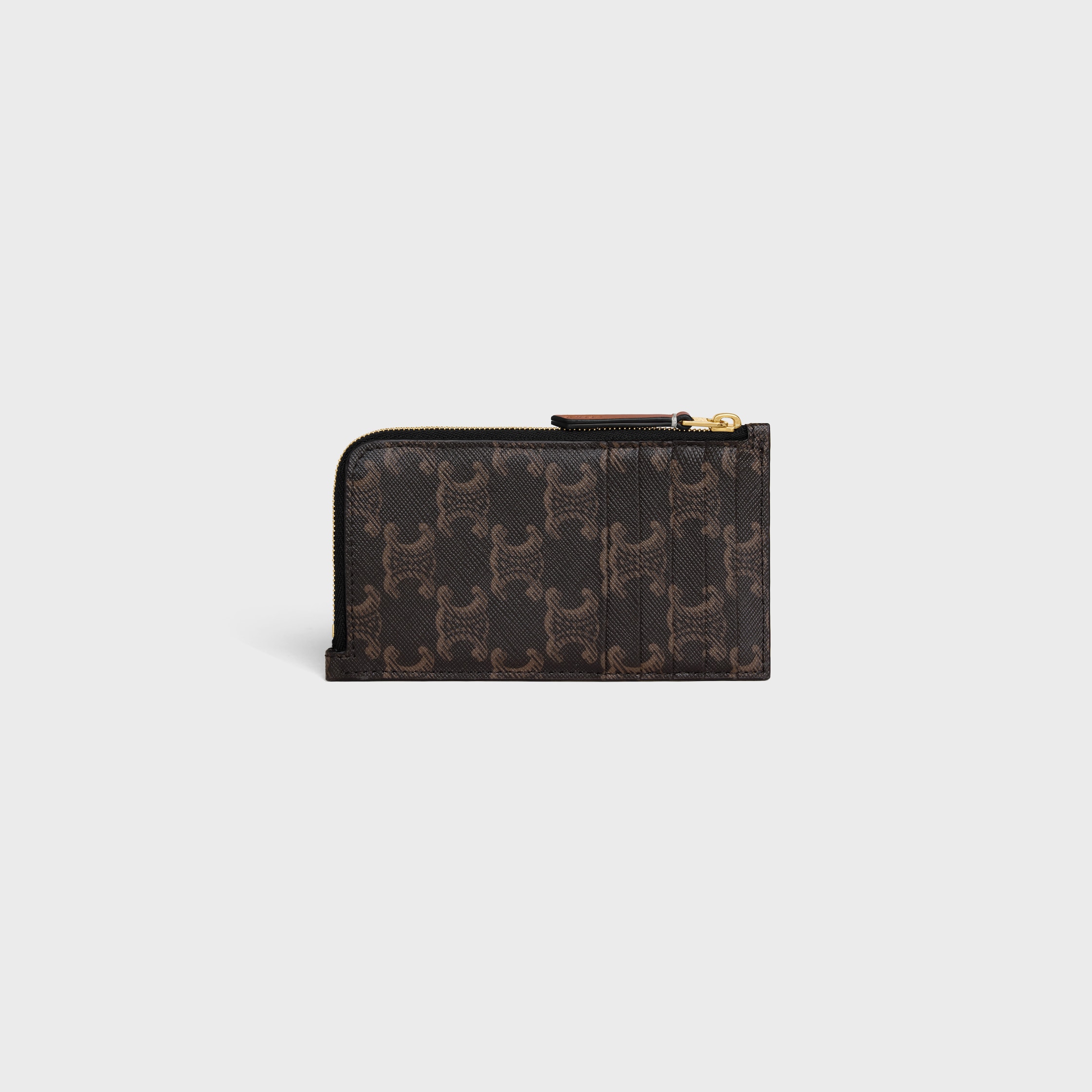LONG ZIPPED CARD HOLDER IN Triomphe Canvas and Calfskin - TAN | CELINE