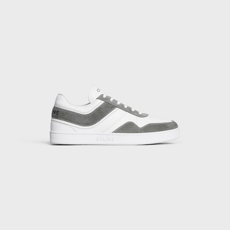 SNEAKER CELINE TRAINER LOW LACE-UP em CAMURÇA DE COURO DE VITELA E COURO DE VITELA - GREY/OPTIC WHITE -  - 1 | CELINE