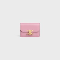 トリオンフフラップ付きカードホルダー / シャイニーカーフスキン - シルクピンク - コインケース&カードホルダー - 1 | CELINE