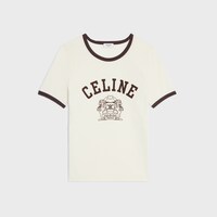 Celine徽章棉質平紋針織70年代風格T恤 - 奶白色 / 可可色 -  - 1 | CELINE